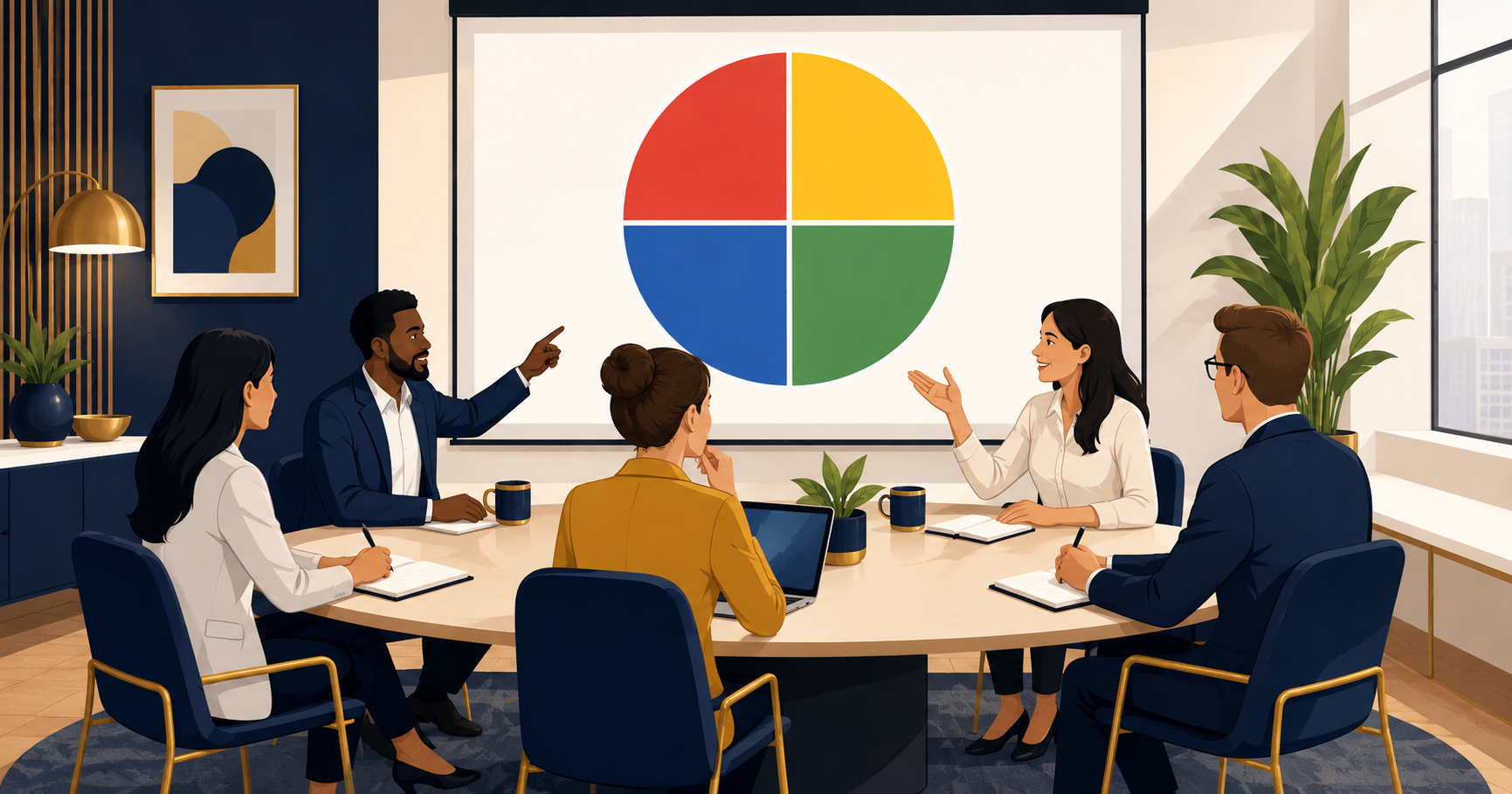 The four Insights Discovery color energies wheel: Fiery Red, Sunshine Yellow, Earth Green and Cool Blue